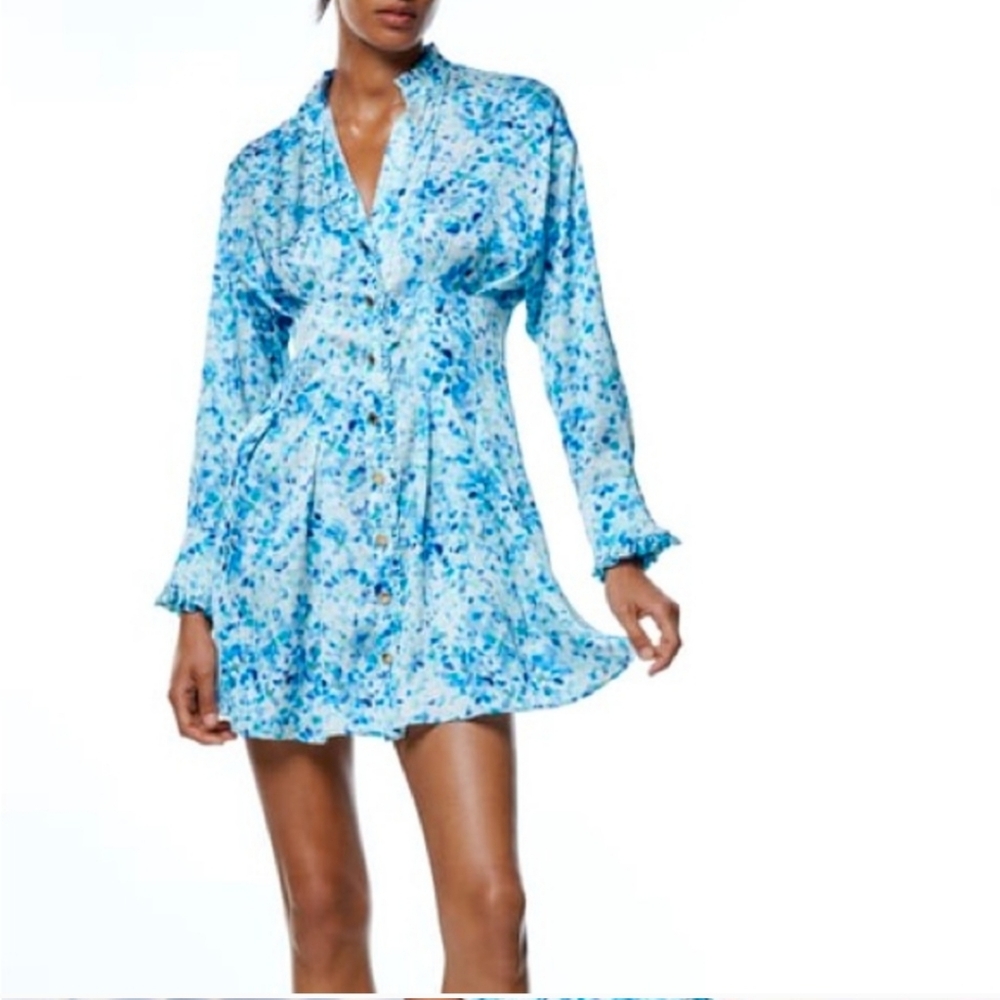 ZARA 💦Blue Water Color Dress Size Medium💦